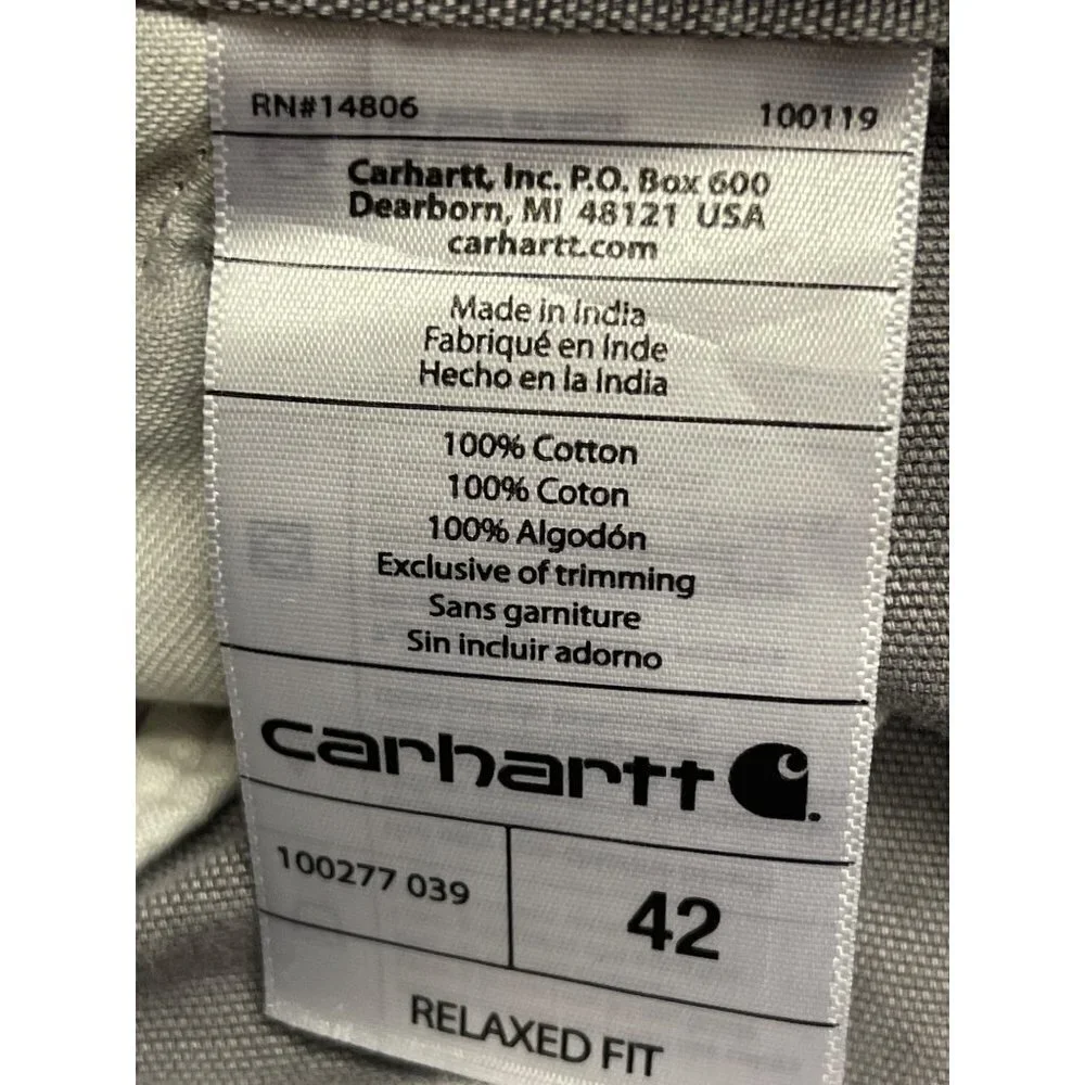 Carhartt Relaxed Fit Grey Cargo Denim Jean Shorts Men's Size 42